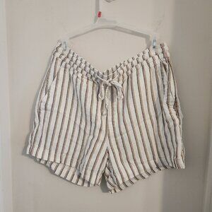 ❤️Old Navy Whiite Tan Stripe Linen Blend Shorts Medium